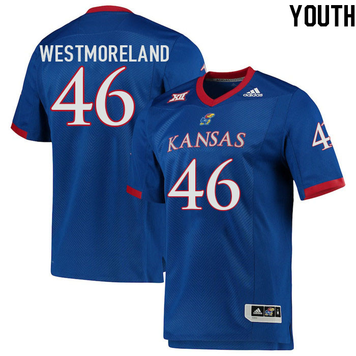 Youth #46 Davion Westmoreland Kansas Jayhawks College Football Jerseys Stitched Sale-Royal